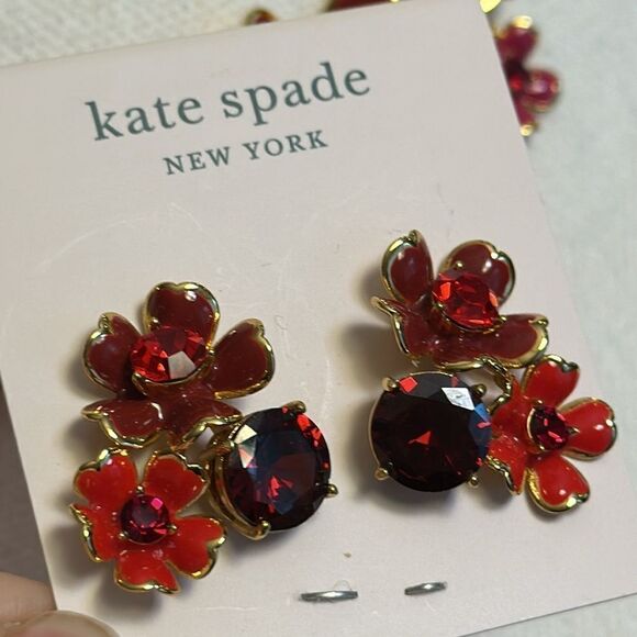 KATE SPADE NECKLACE & EARRINGS POINSETTIA FLOWERS DAISIES POPPIES REVERSIBLE NWT - Picture 9 of 16